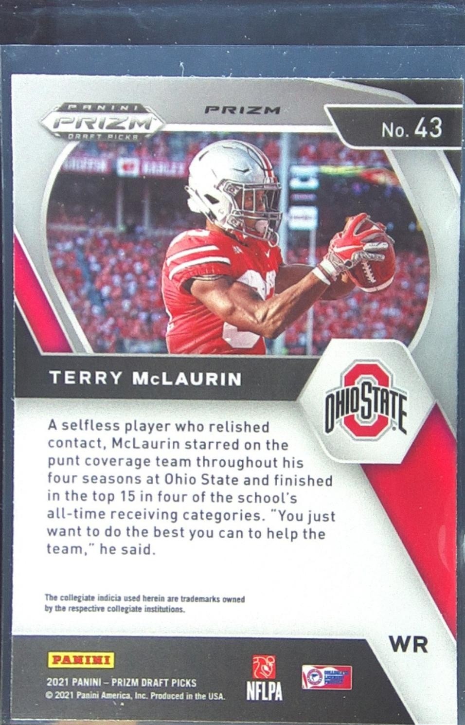 2021 Prizm Draft Picks Terry McLaurin Green #43 Buckeyes - Image 3