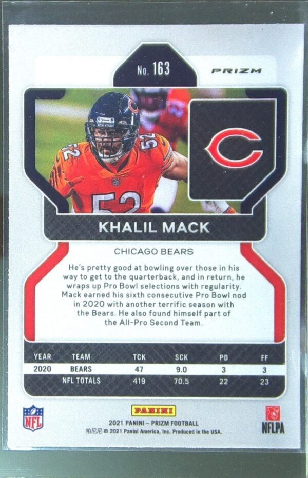 2021 Prizm Khalil Mack Orange Ice #163 Bears - Image 3