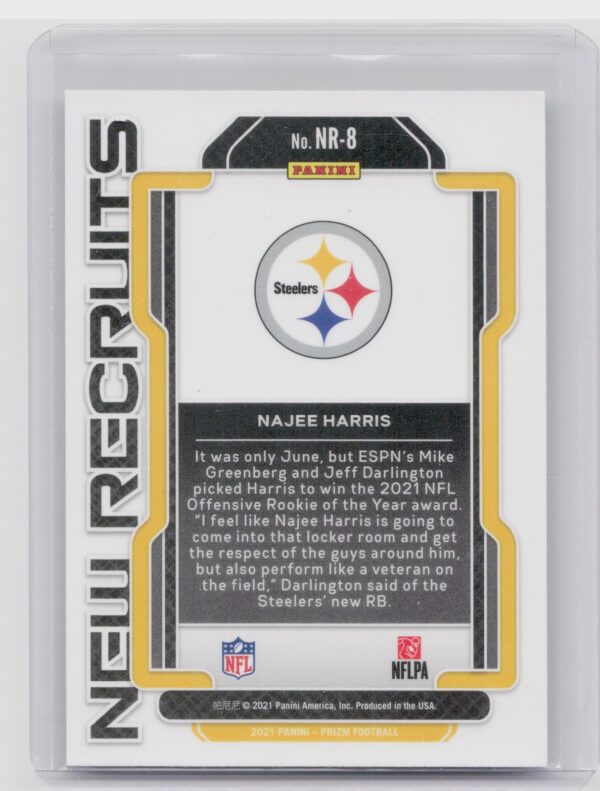 2021 Prizm Najee Harris New Recruits Rookie #NR-8 Steelers - Image 3
