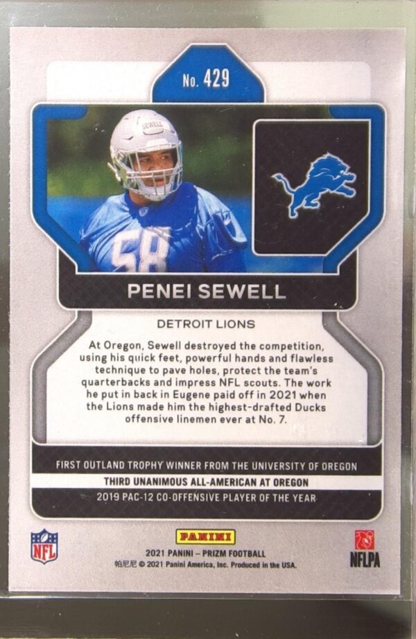 2021 Prizm Penei Sewell RC #429 Lions - Image 3