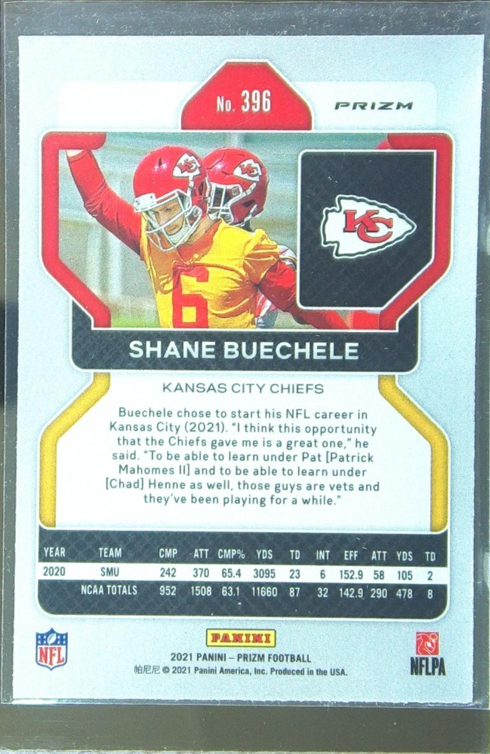 2021 Prizm Shane Buechele Red Ice RC #396 Chiefs - Image 3