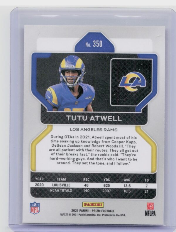 2021 Prizm Tutu Atwell RC #350 Rams - Image 3
