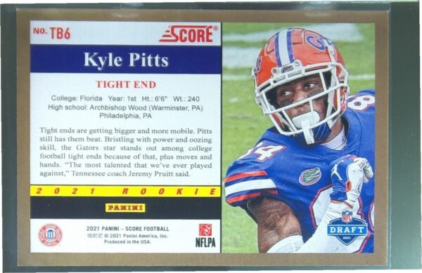 2021 Score Kyle Pitts RC #TB6 Gators 1991 Throwback - Image 3