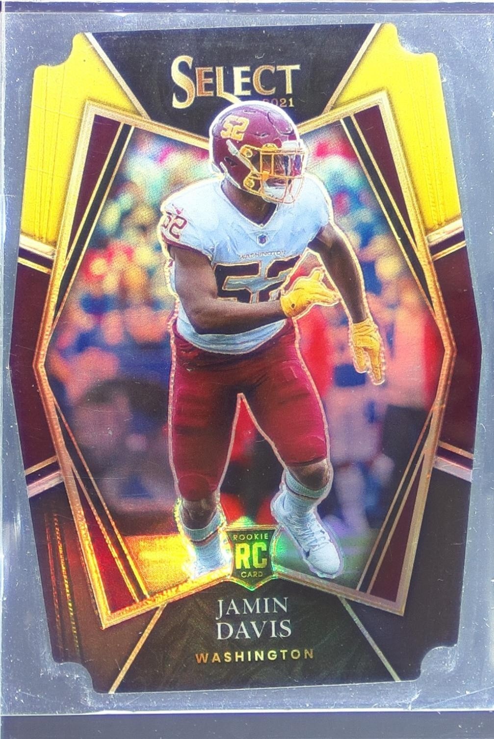 2021 Select Jamin Davis Black and Gold Prizm Die Cut RC #187 Team