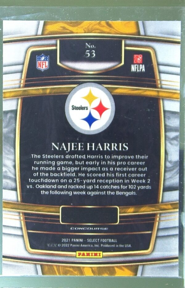 2021 Select Najee Harris RC #53 Steelers - Image 3