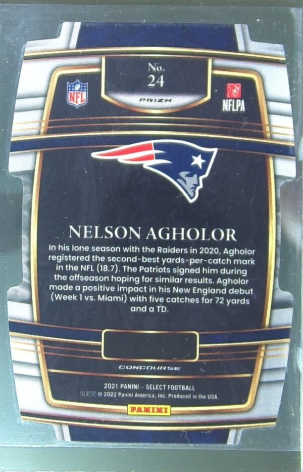 2021 Select Nelson Agholor Red and Blue Prizm Die Cut #24 Patriots - Image 3