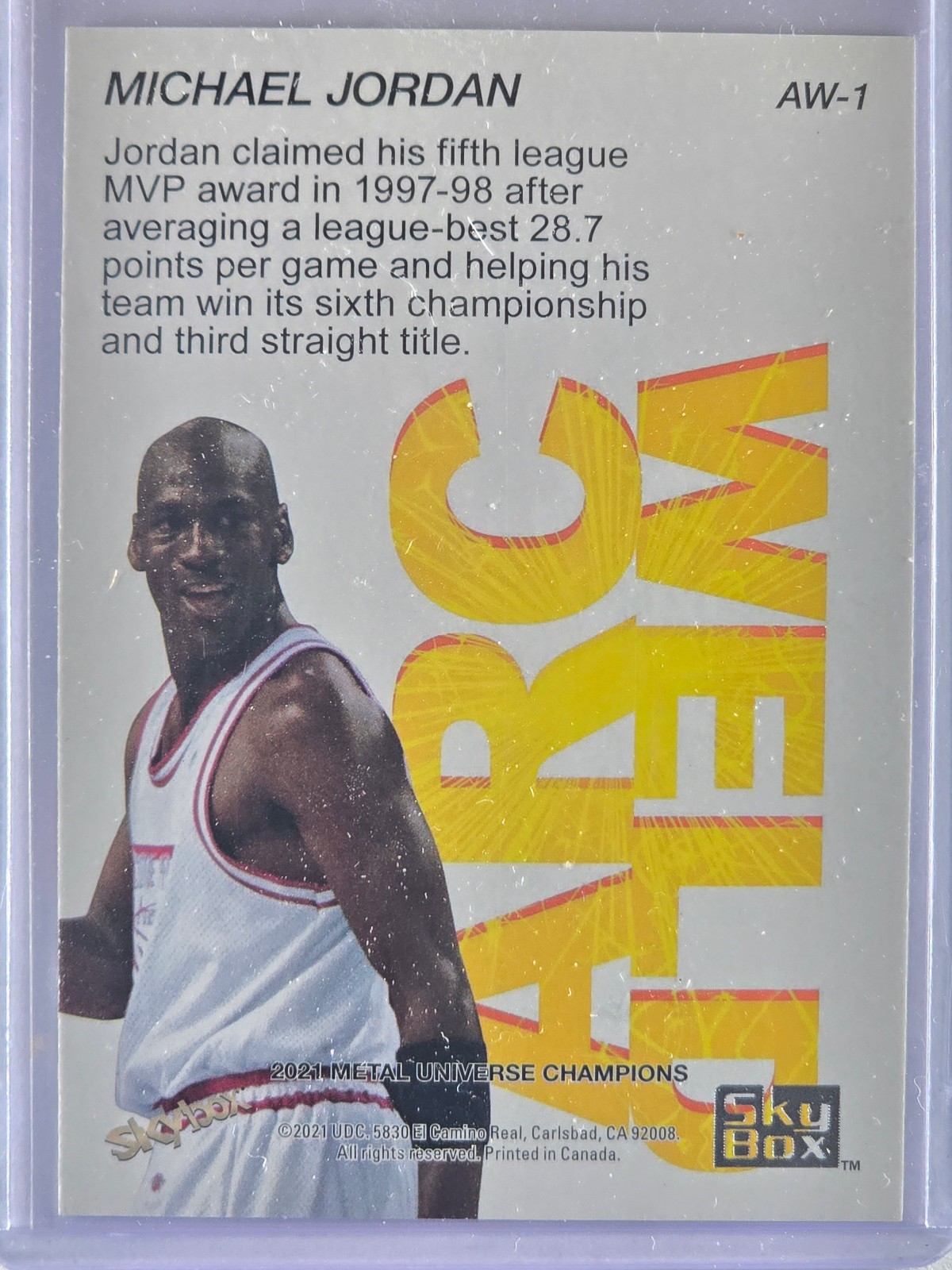 2021 Skybox Metal Universe Champions Michael Jordan Arc Weld #AW-1 Chicago Bulls - Image 3