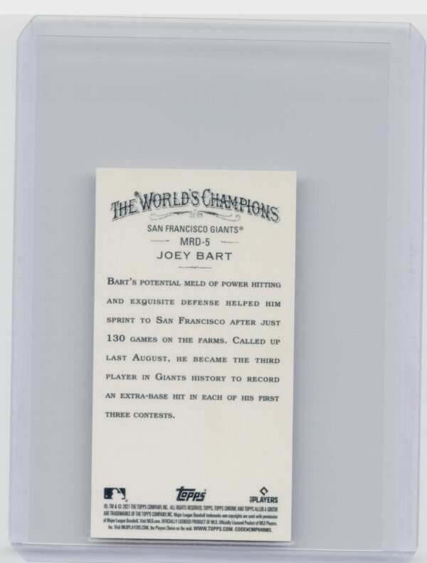2021 Topps Allen & Ginter Chrome Joey Bart #MRD-5 Giants Mini Rookie Design Vari - Image 3