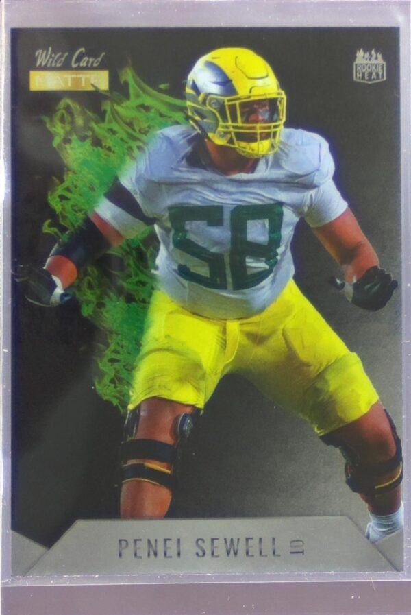 2021 Wild Card Matte Penei Sewell RC #MRHR-17 Ducks Red Hot Rookies Green Flame