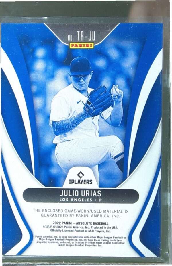 2022 Absolute Julio Urias JSY #TR-JU Dodgers Threads - Image 3