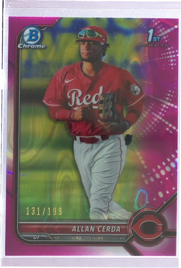 2022 Bowman Allan Cerda /199 #BCP-142 Reds Chrome Prospects Fuchsia Lava