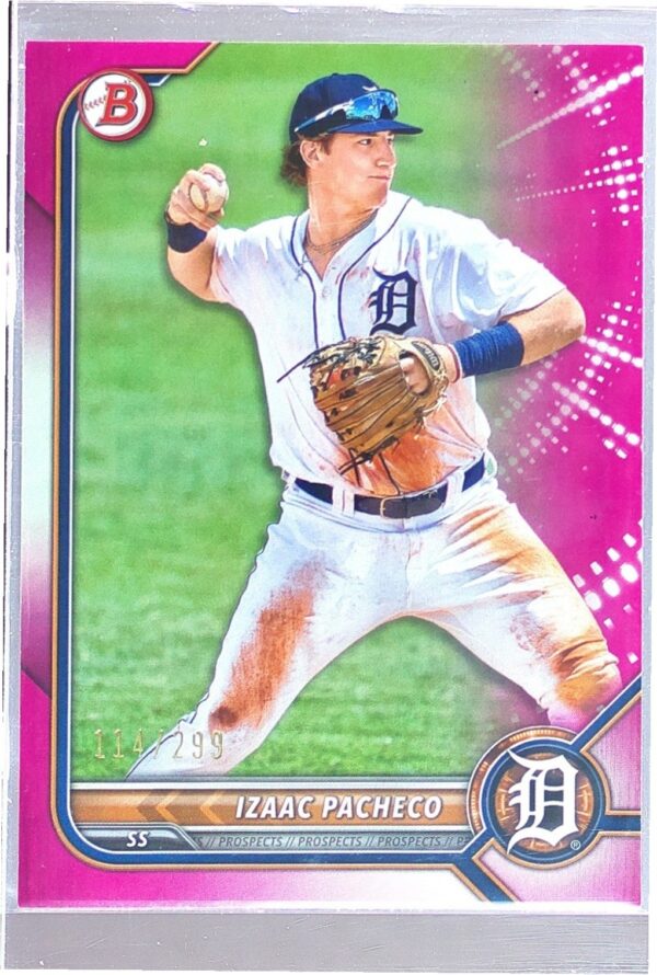 2022 Bowman Izaac Pacheco /299 #BP-106 Tigers Prospects Fuchsia
