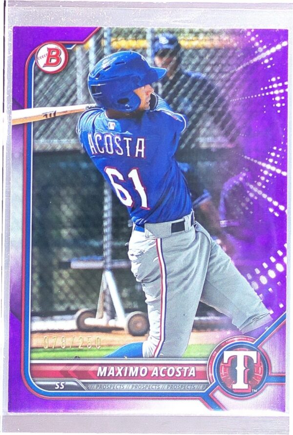 2022 Bowman Maximo Acosta /250 #BP-113 Rangers Prospects Purple
