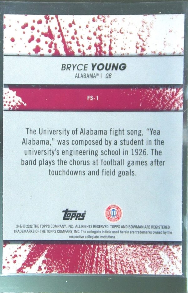 2022 Bowman's Best University Bryce Young RC #FS-1 Tide Fight Song Shimmer - Image 3