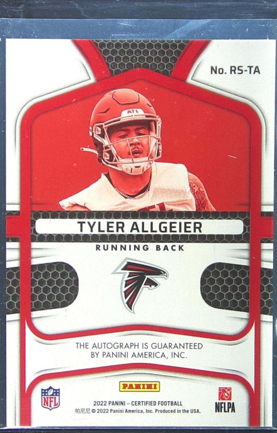 2022 Certified Tyler Allgeier Auto /50 RC #RS-TA Falcons Rookie Mirror Teal - Image 3
