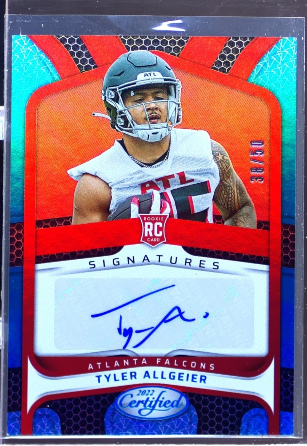 2022 Certified Tyler Allgeier Auto /50 RC #RS-TA Falcons Rookie Mirror Teal