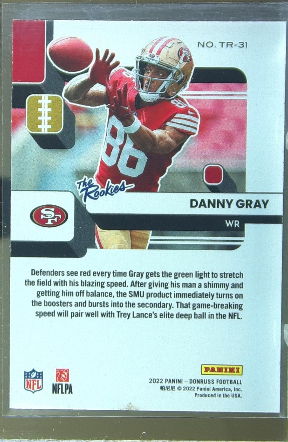 2022 Donruss Danny Gray #TR-31 49ers The Rookies - Image 3