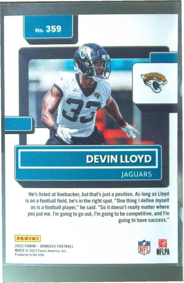 2022 Donruss Devin Lloyd RC #359 Jaguars - Image 3
