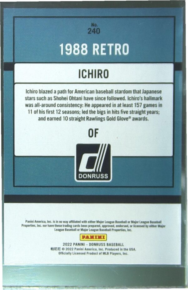 2022 Donruss Ichiro Liberty #240 Mariners 1988 Retro - Image 3