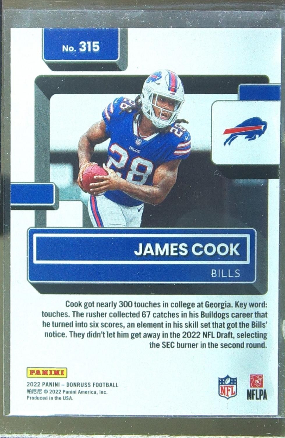 2022 Donruss James Cook Press Proof Red RC #315 Bills - Image 3