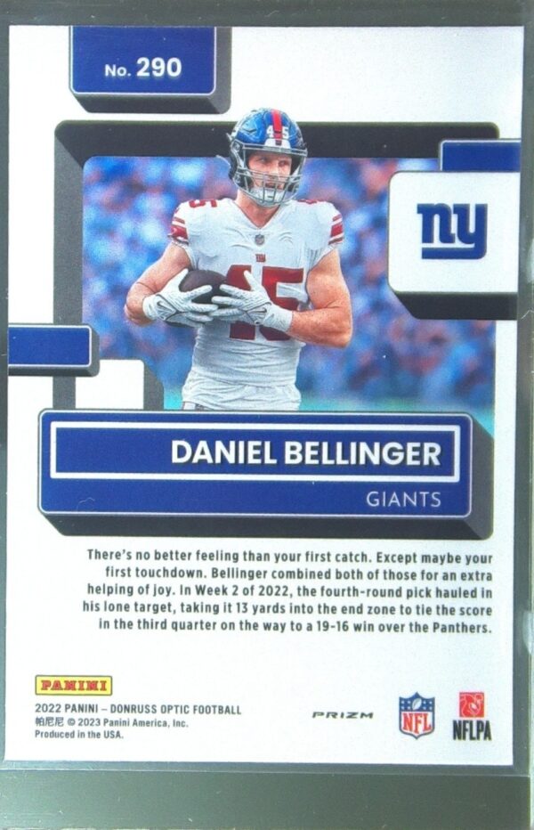 2022 Donruss Optic Daniel Bellinger Stars RC #290 Giants - Image 3
