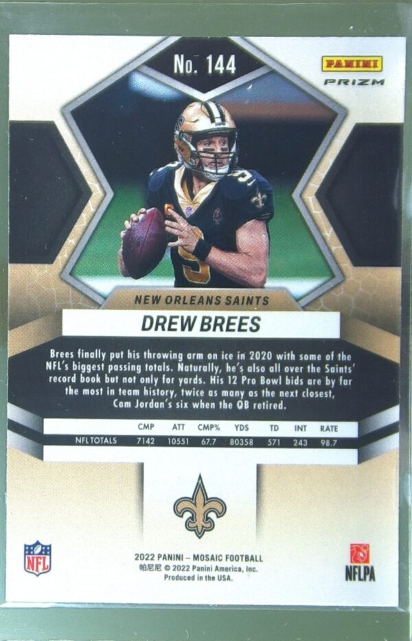 2022 Mosaic Drew Brees Silver #144 Saints - Image 3