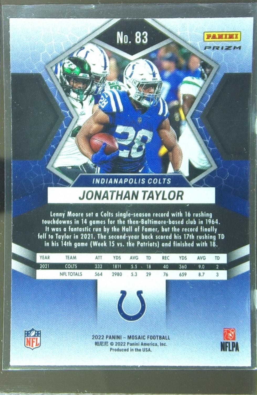 2022 Mosaic Jonathan Taylor Mosaic Camo Pink #83 Colts - Image 3