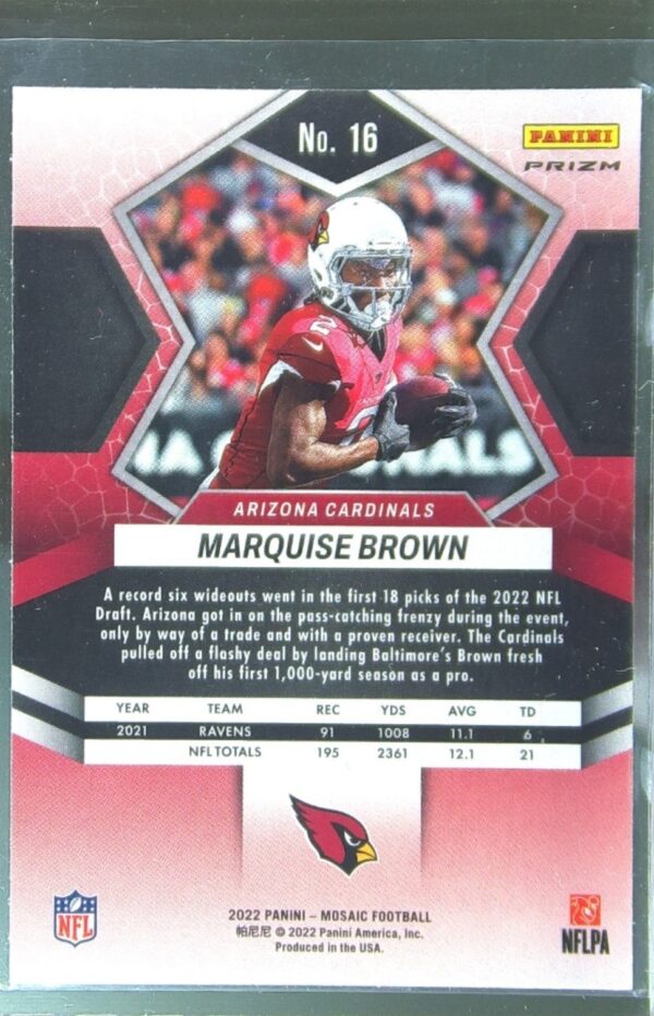 2022 Mosaic Marquise Brown Mosaic Camo Pink #16 Cardinals - Image 3