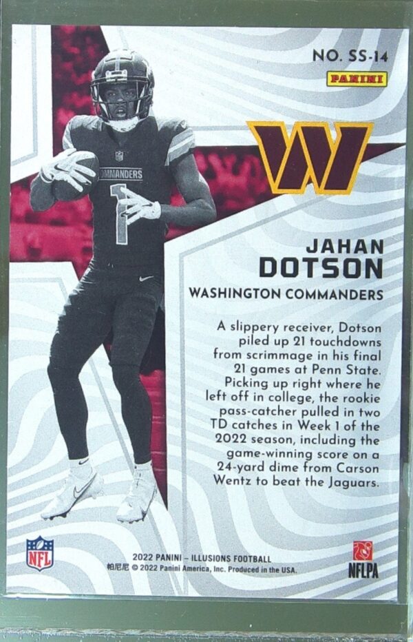 2022 Panini Illusions Jahan Dotson RC #SS-14 Commanders Shining Stars - Image 3