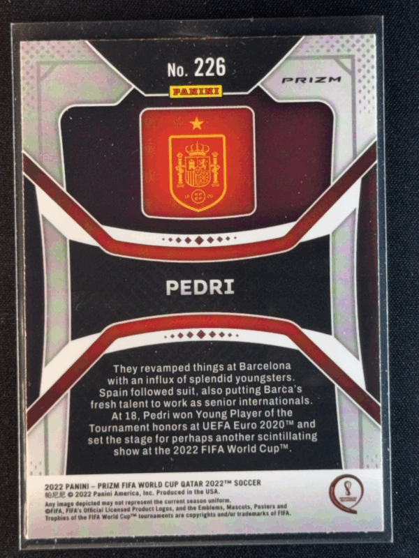 2022 Panini Prizm FIFA World Cup Qatar Pedri Silver Rookie RC Spain #226 - Image 3