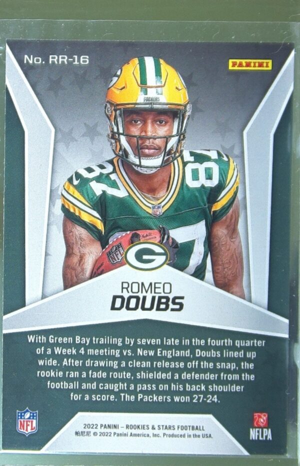 2022 Panini Rookies & Stars Romeo Doubs RC #RR-16 Packers Rookie Rush - Image 3
