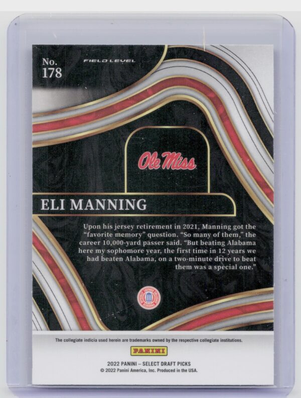 2022 Panini Select Draft Picks Eli Manning Blue (Retail Base) #178 Rebels - Image 3