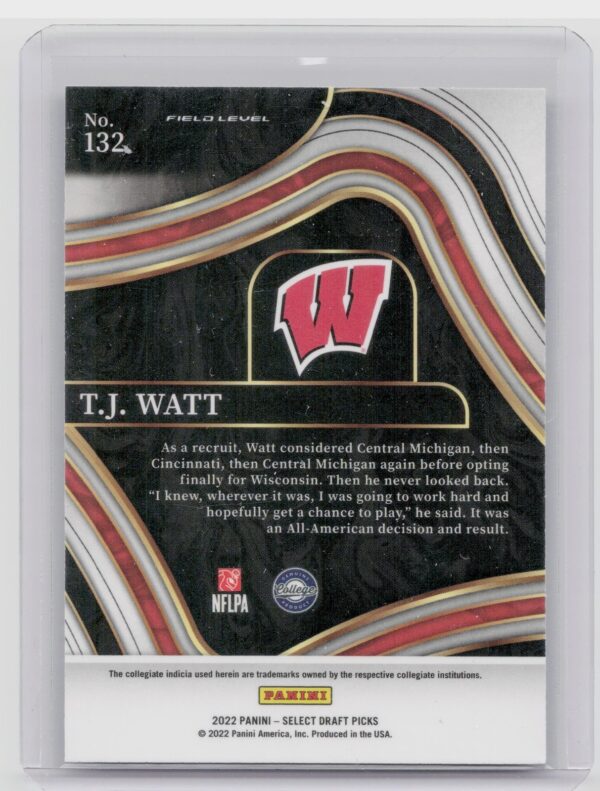 2022 Panini Select Draft Picks T.J. Watt Blue (Retail Base) #132 Badgers - Image 3