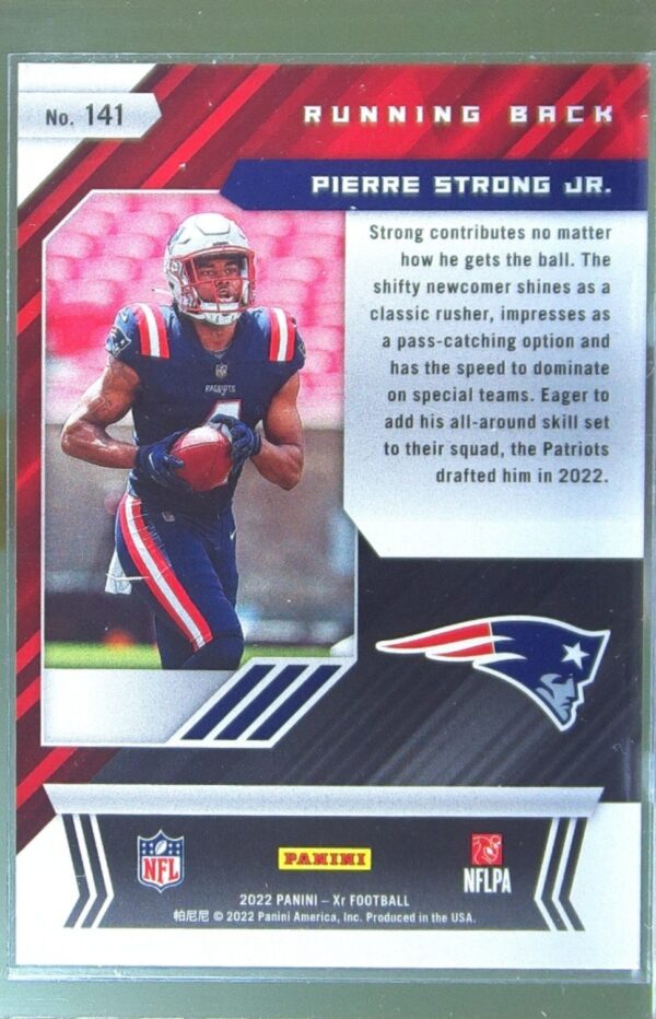 2022 Panini XR Pierre Strong Jr. Red /249 RC #141 Patriots - Image 3