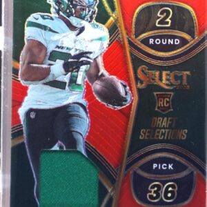 2022 Select Breece Hall RC JSY #DS-13 Jets Draft Selections Memorabilia Red
