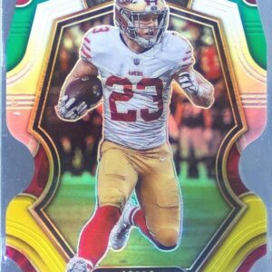 2022 Select Christian McCaffrey Green and Yellow Prizm Die Cut #186 49ers
