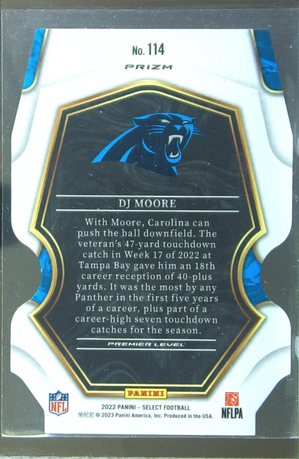 2022 Select DJ Moore Black and Red Prizm Die Cut #114 Panthers - Image 3