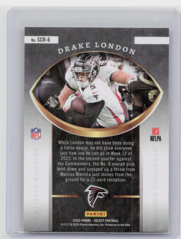 2022 Select Drake London #SCR-6 Falcons Select Certified Rookies - Image 3
