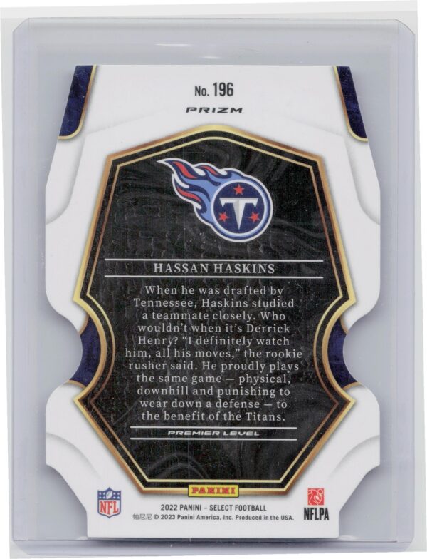 2022 Select Hassan Haskins Red and Blue Prizm Die Cut #196 Titans - Image 3