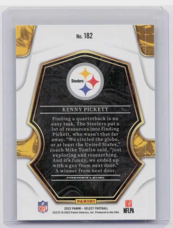 2022 Select Kenny Pickett RC #182 Steelers - Image 3