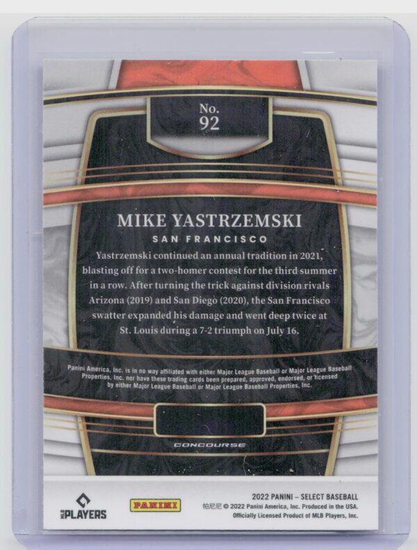 2022 Select Mike Yastrzemski Blue Retail Base #92 Giants - Image 3