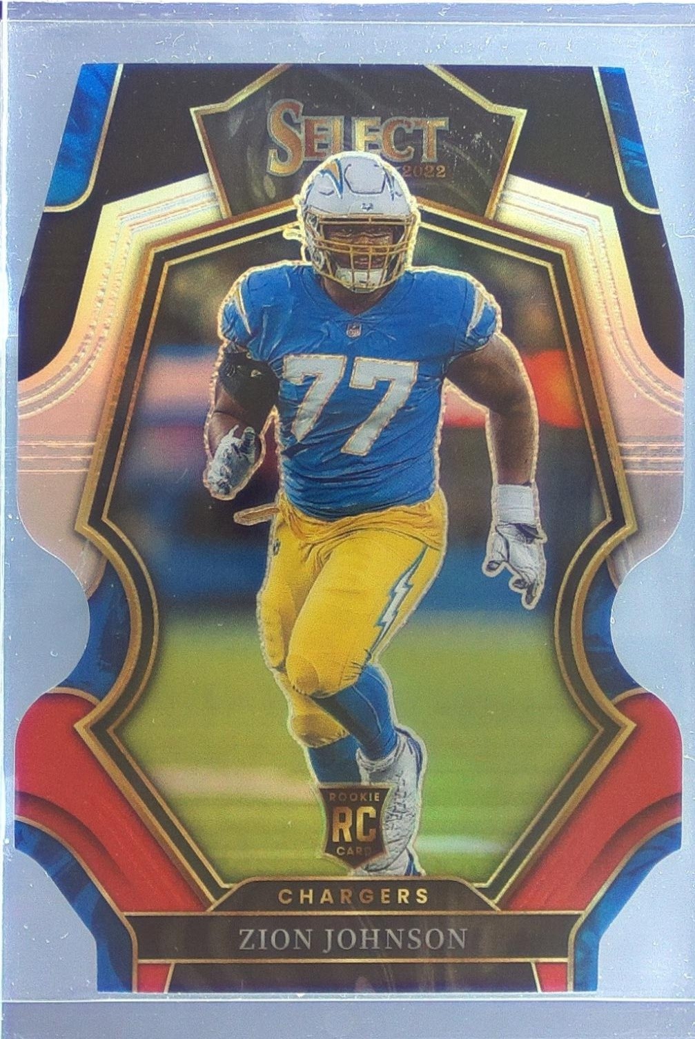 2022 Select Zion Johnson Black and Red Prizm Die Cut RC #156 Chargers