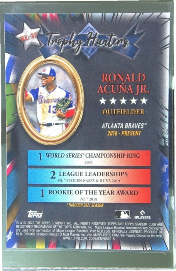 2022 Stadium Club Chrome Ronald Acuna Jr. #RL-21 Braves Trophy Hunters - Image 3
