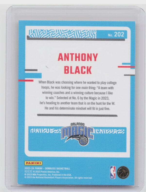 2023-24 Donruss Anthony Black Yellow Rated Rookie RC #202 Magic - Image 3