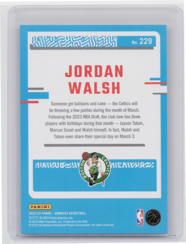 2023-24 Donruss Jordan Walsh Green Laser Holo #229 Celtics - Image 3
