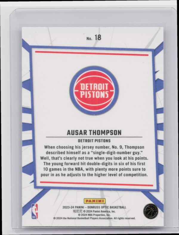 2023-24 Donruss Optic Ausar Thompson My House 18 Pistons - Image 3