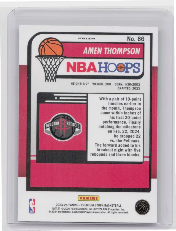 2023-24 Hoops Premium Stock Amen Thompson Multi Wave Prizm 86 Rockets - Image 3