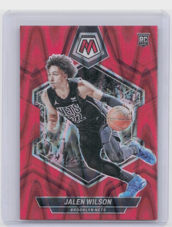 2023-24 Panini Mosaic Jalen Wilson Red Seismic /299 RC 203 Nets