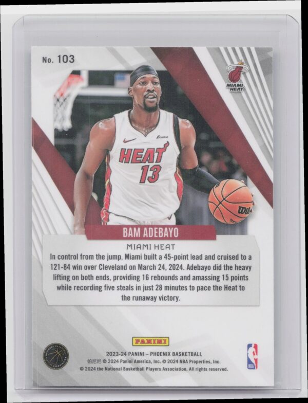 2023-24 Panini Phoenix Bam Adebayo Phoenix Teal Lazer 103 Heat - Image 3