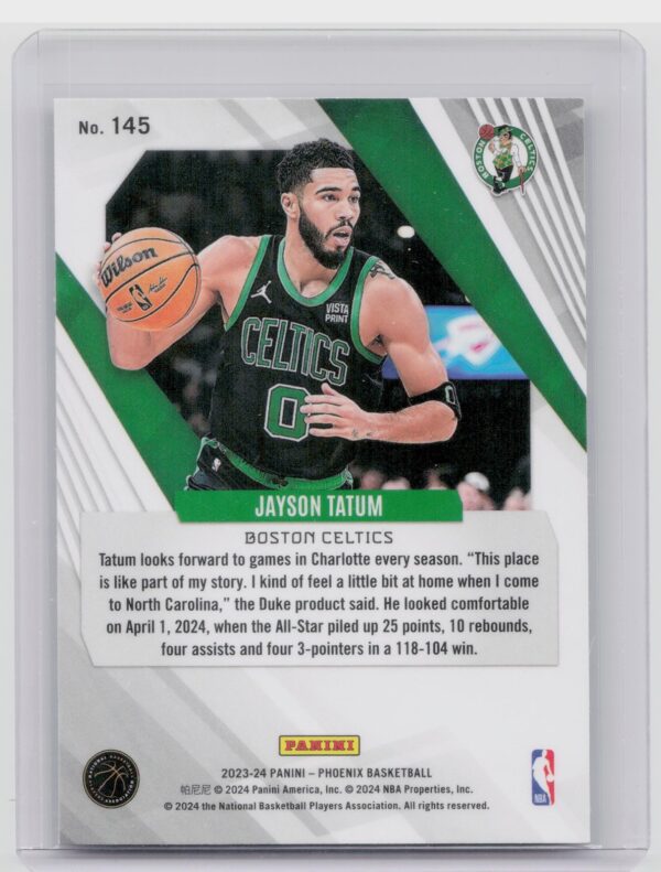 2023-24 Panini Phoenix Jayson Tatum Phoenix Teal Lazer 145 Celtics - Image 3